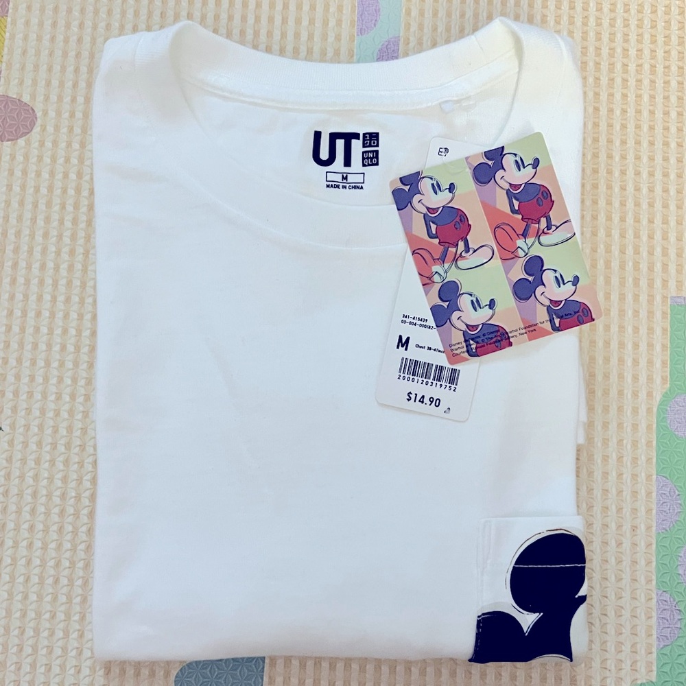 Uniqlo White Mickey Mouse Short Sleeve Tee